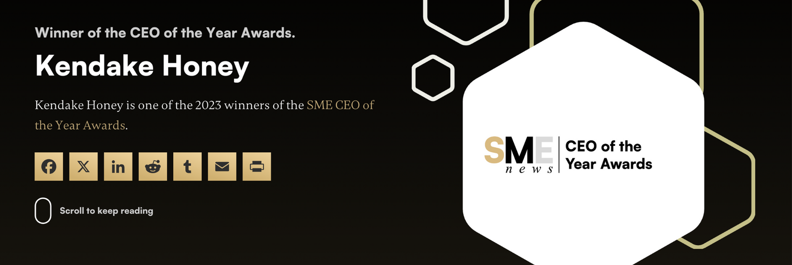 🏆 Kendake Honey Wins CEO of the Year UK Awards - Kendake Honey